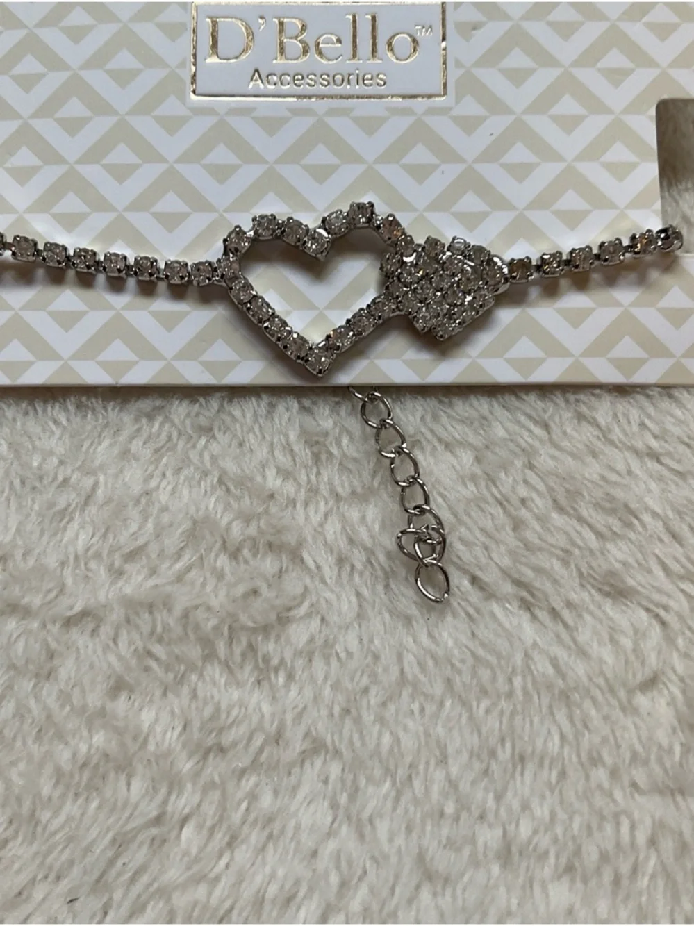 D'Bello Silver Heart Crystal Bracelet - Sparkling Silver Hearts
